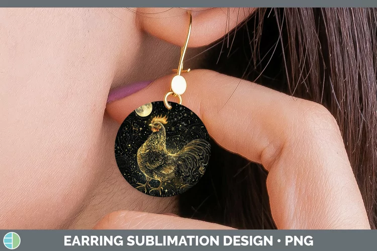 Mystic Glow 01 Chicken Round Earrings Sublimation Earrings D