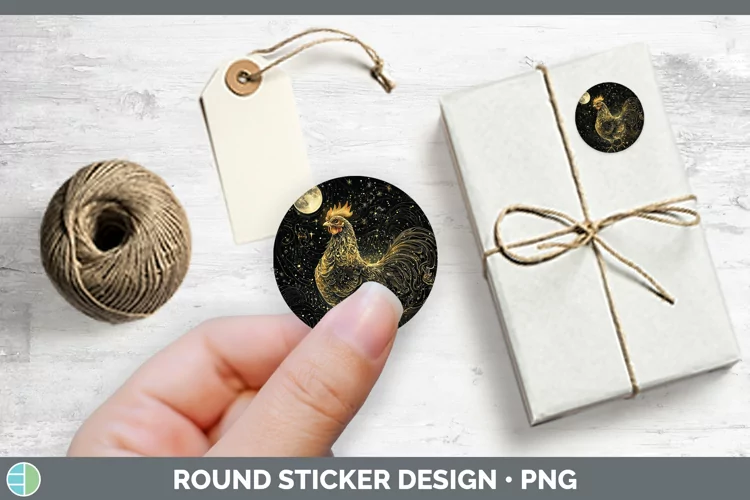 Mystic Glow 01 Chicken Stickers | Round Labels Designs