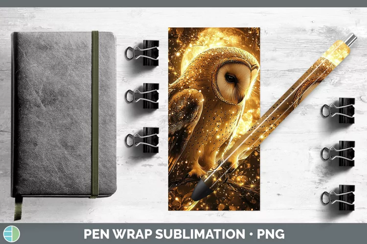 Mystic Glow 01 Owl Pen Wrap Sublimation Pen Designs