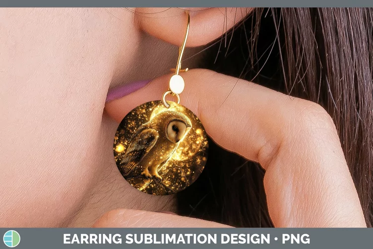 Mystic Glow 01 Owl Round Earrings Sublimation Earrings Desig