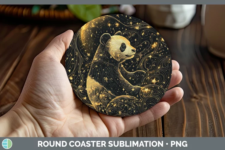 Mystic Glow 01 Panda Round Coaster Sublimation Coaster Desig