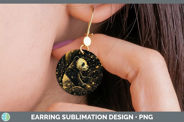 Mystic Glow 01 Panda Round Earrings Sublimation Earrings Des