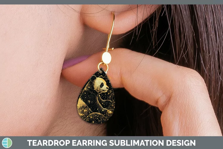 Mystic Glow 01 Panda Teardrop Earrings Sublimation Earrings