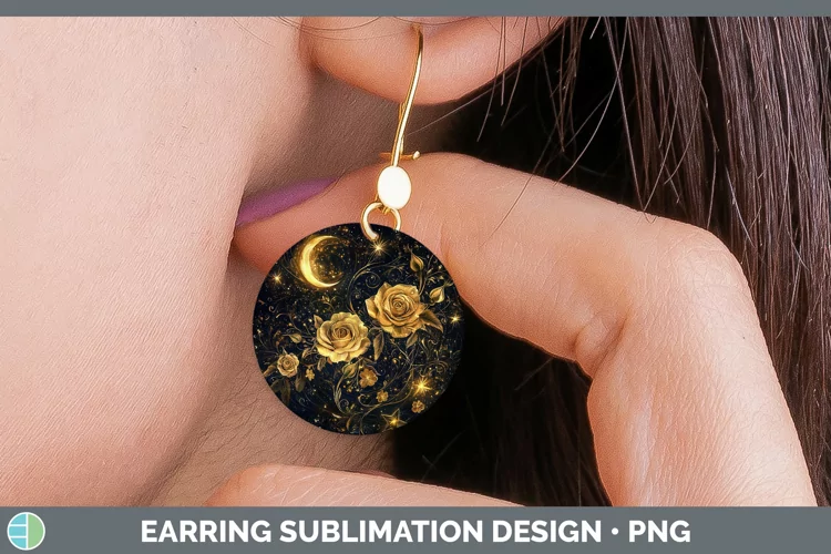 Mystic Glow 01 Rose Round Earrings Sublimation Earrings Desi