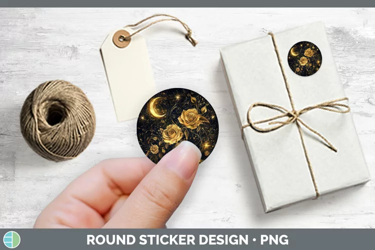 Mystic Glow 01 Rose Stickers | Round Labels Designs