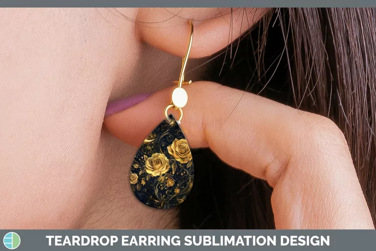 Mystic Glow 01 Rose Teardrop Earrings Sublimation Earrings D