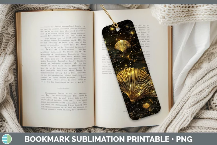 Mystic Glow 01 Seashell Bookmark Sublimation Printable Desig