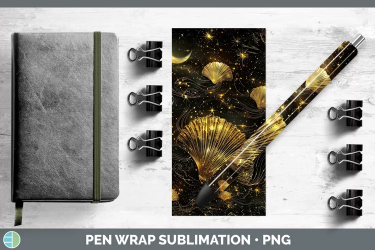 Mystic Glow 01 Seashell Pen Wrap Sublimation Pen Designs