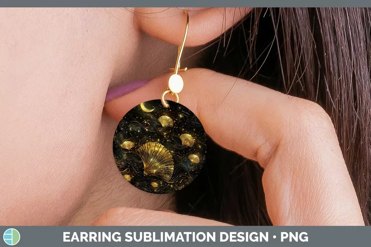Mystic Glow 01 Seashell Round Earrings Sublimation Earrings