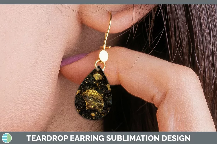 Mystic Glow 01 Seashell Teardrop Earrings Sublimation Earrin