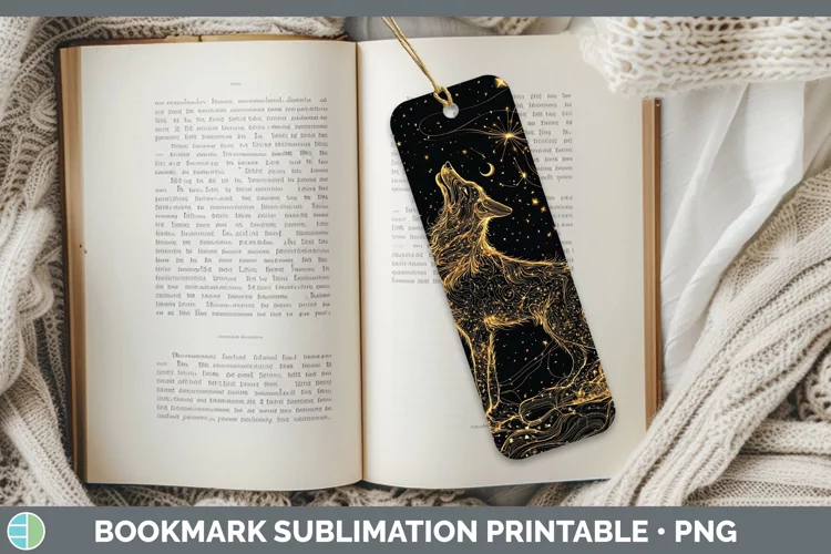 Mystic Glow 01 Wolf Bookmark Sublimation Printable Designs