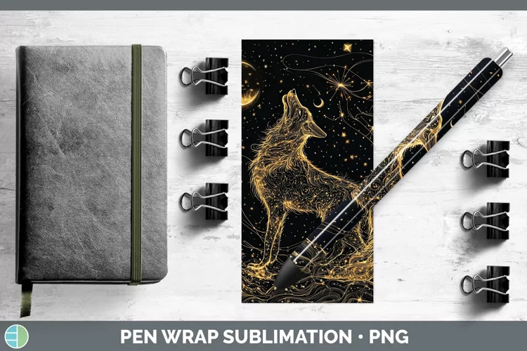 Mystic Glow 01 Wolf Pen Wrap Sublimation Pen Designs