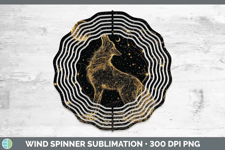 Mystic Glow 01 Wolf Wind Spinner Sublimation Spinner Designs