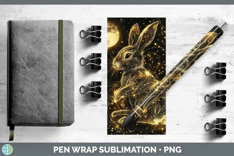 Mystic Glow 02 Bunny Pen Wrap Sublimation Pen Designs