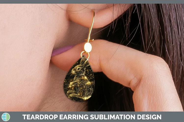Mystic Glow 02 Bunny Teardrop Earrings Sublimation Earrings