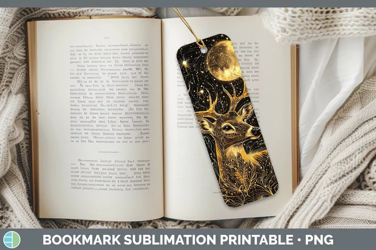 Mystic Glow 02 Deer Bookmark Sublimation Printable Designs