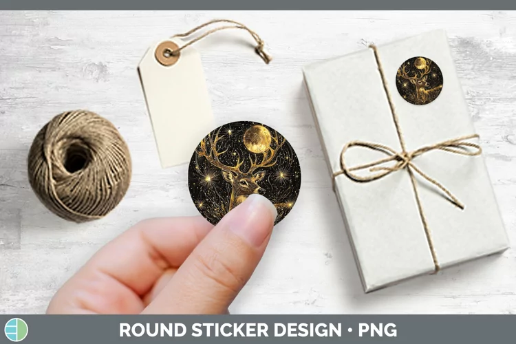 Mystic Glow 02 Deer Stickers | Round Labels Designs