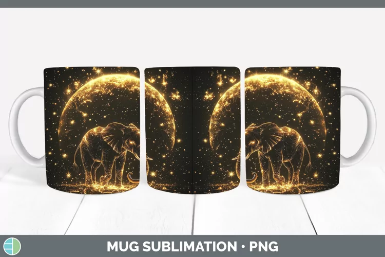 Mystic Glow 02 Elephant Mug Wrap Sublimation Coffee Cup Desi
