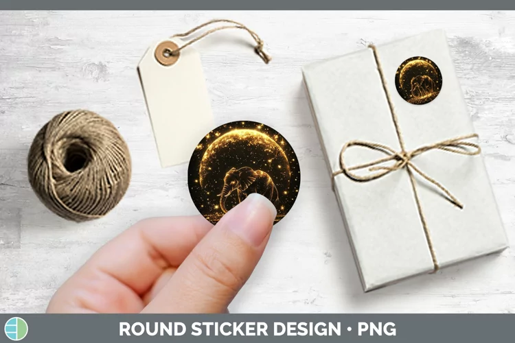 Mystic Glow 02 Elephant Stickers | Round Labels Designs