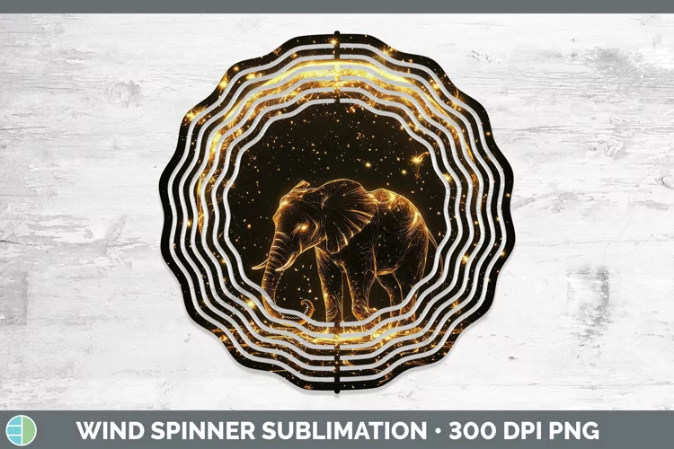 Mystic Glow 02 Elephant Wind Spinner Sublimation Spinner Des