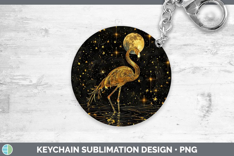 Mystic Glow 02 Flamingo Keychain Sublimation Keyring Designs