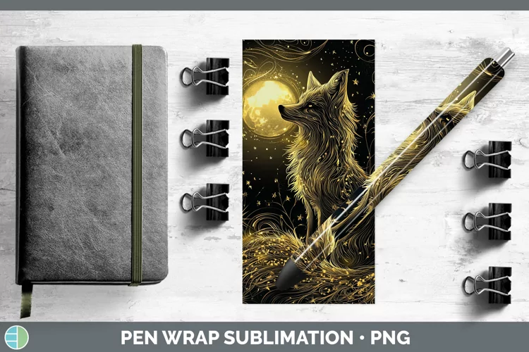 Mystic Glow 02 Fox Pen Wrap Sublimation Pen Designs