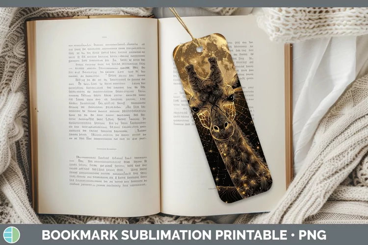Mystic Glow 02 Giraffe Bookmark Sublimation Printable Design