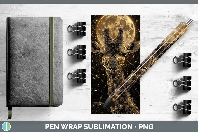 Mystic Glow 02 Giraffe Pen Wrap Sublimation Pen Designs