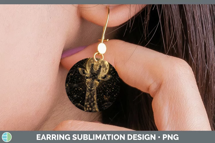 Mystic Glow 02 Giraffe Round Earrings Sublimation Earrings D