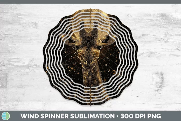 Mystic Glow 02 Giraffe Wind Spinner Sublimation Spinner Desi