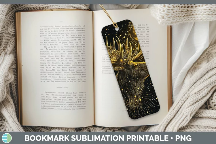 Mystic Glow 02 Moose Bookmark Sublimation Printable Designs