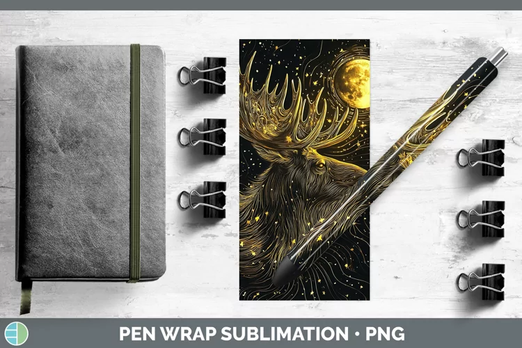 Mystic Glow 02 Moose Pen Wrap Sublimation Pen Designs