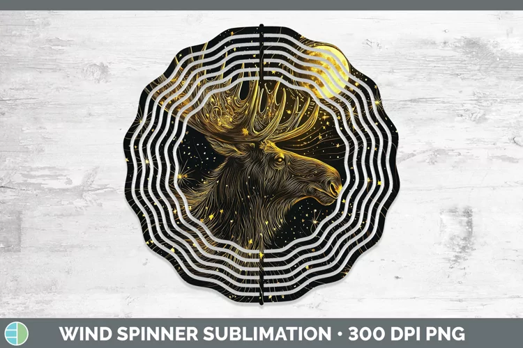Mystic Glow 02 Moose Wind Spinner Sublimation Spinner Design