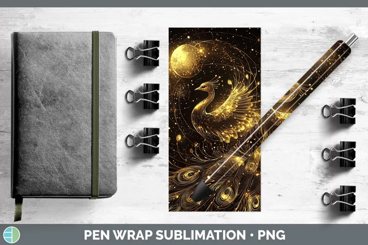 Mystic Glow 02 Peacock Pen Wrap Sublimation Pen Designs