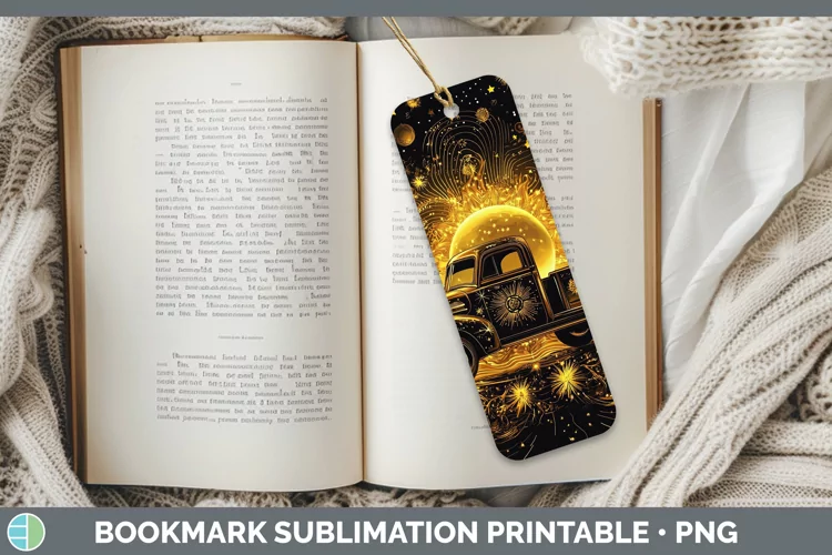 Mystic Glow 02 Vintage Truck Bookmark Sublimation Printable