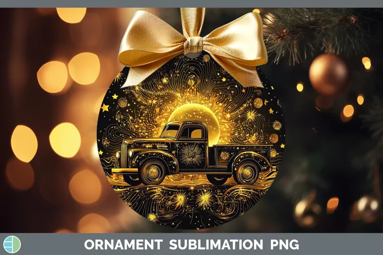 Mystic Glow 02 Vintage Truck Ornament Sublimation Bauble Des