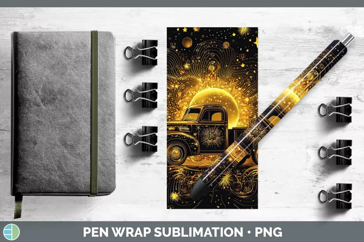 Mystic Glow 02 Vintage Truck Pen Wrap Sublimation Pen Design