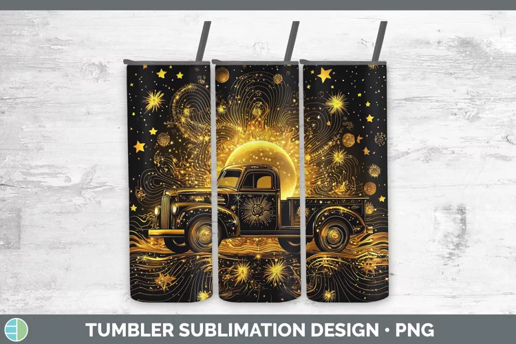 Mystic Glow 02 Vintage Truck Tumbler Sublimation 20 oz Skinn
