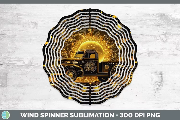 Mystic Glow 02 Vintage Truck Wind Spinner Sublimation Spinne
