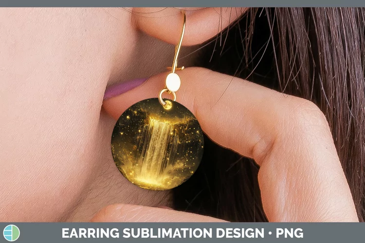 Mystic Glow 02 Waterfall Round Earrings Sublimation Earrings