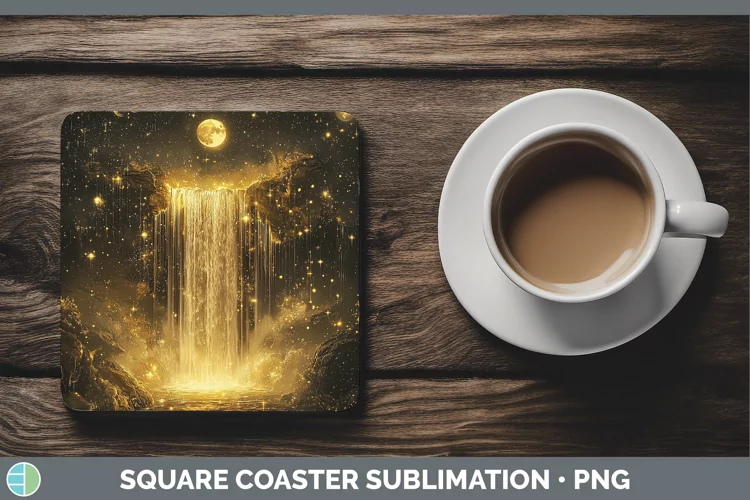 Mystic Glow 02 Waterfall Square Coaster Sublimation Coaster