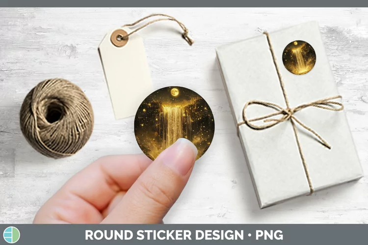 Mystic Glow 02 Waterfall Stickers | Round Labels Designs
