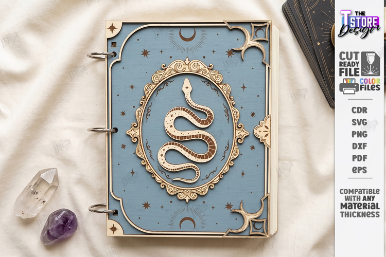 Wooden Mystical Notebook Cover Laser Cut | Book Cover Laser