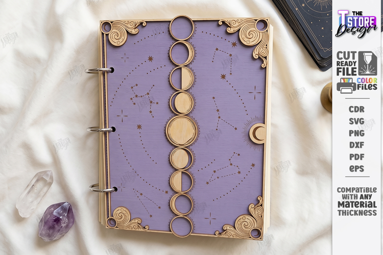 Wooden Mystical Notebook Cover Laser Cut | Book Cover Laser