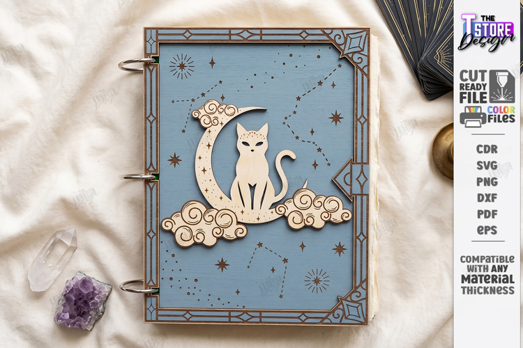 Wooden Mystical Notebook Cover Laser Cut | Book Cover Laser