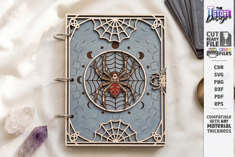 Wooden Mystical Notebook Cover Laser Cut | Book Cover Laser example image 1