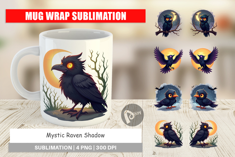 Mug Wrap Halloween Raven Shadow