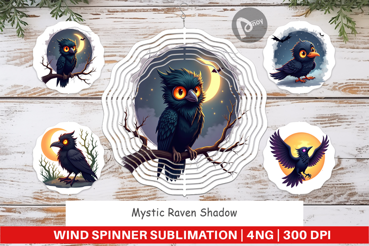 Wind Spinner Halloween Raven Shadow