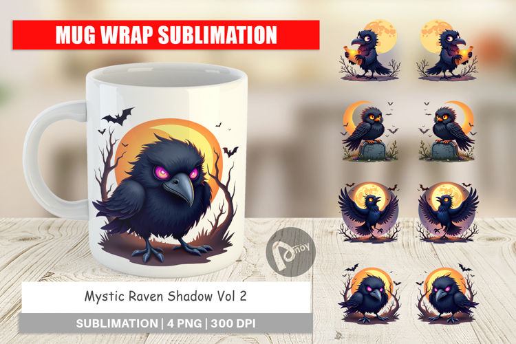 Mug Wrap Halloween Raven Shadow