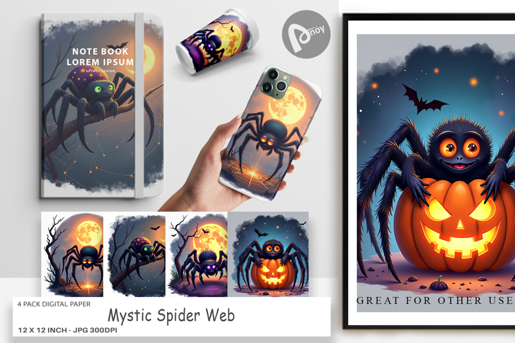 Digital Paper Halloween Spider Web